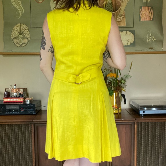 60s/70s Sunshine Yellow Irish Linen Dress - Picture 2 of 4
